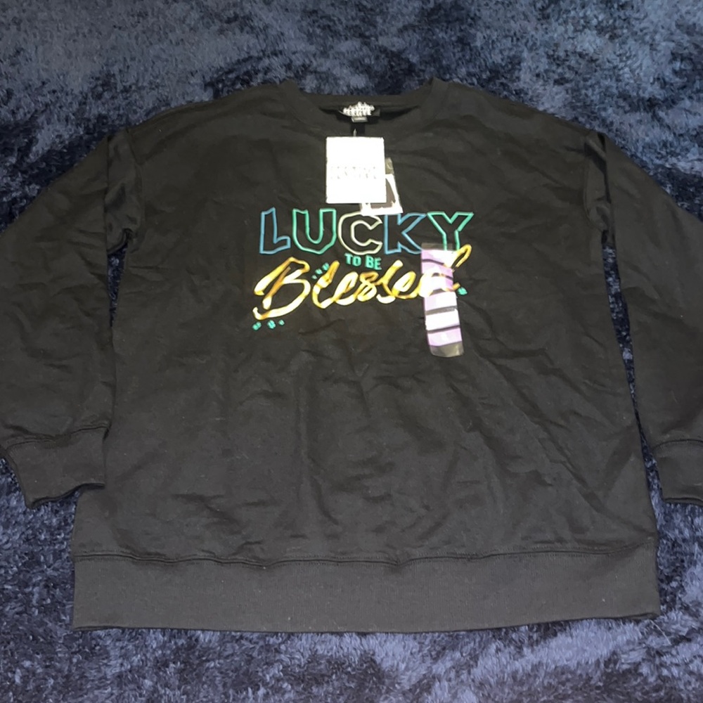 LAST CHANCE Feeling Festive LUCKY TO BE BLESSED Sweatshirt S
